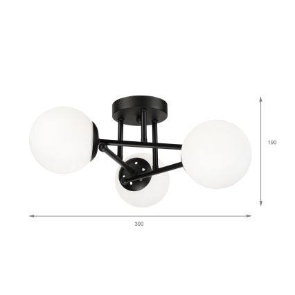 Brilagi - Lustre de teto sobreposto MALIVA 3xE14/15W/230V preto/branco