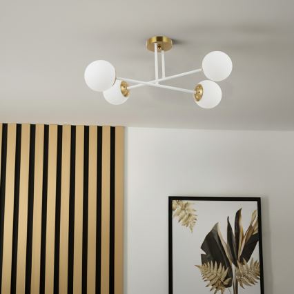 Brilagi - Lustre de teto sobreposto MALIVA 4xE14/15W/230V dourado/branco