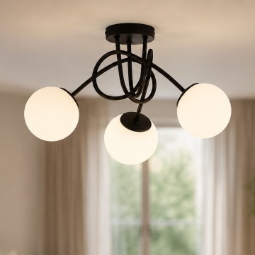 Brilagi - Lustre de teto sobreposto MILO 3xE27/60W/230V, preto