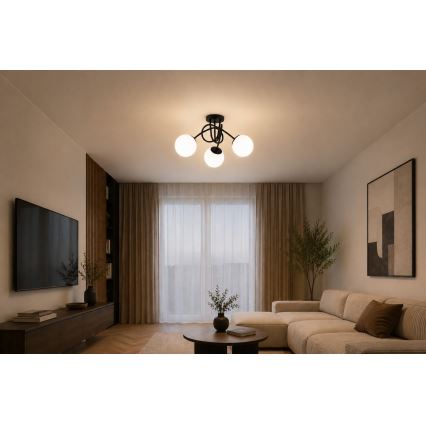 Brilagi - Lustre de teto sobreposto MILO 3xE27/60W/230V, preto