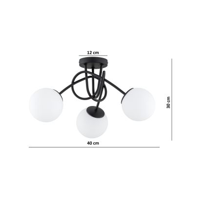Brilagi - Lustre de teto sobreposto MILO 3xE27/60W/230V, preto
