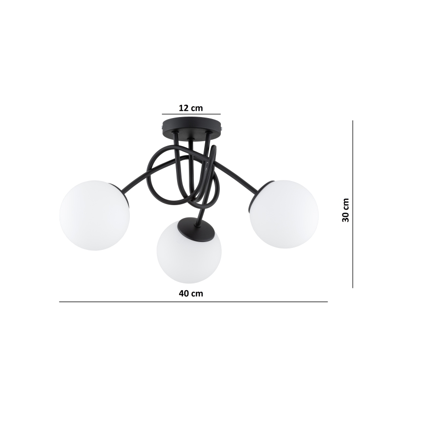 Brilagi - Lustre de teto sobreposto MILO 3xE27/60W/230V, preto