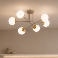 Brilagi - Lustre de teto sobreposto MILO 6xE27/60W/230V bege/dourado