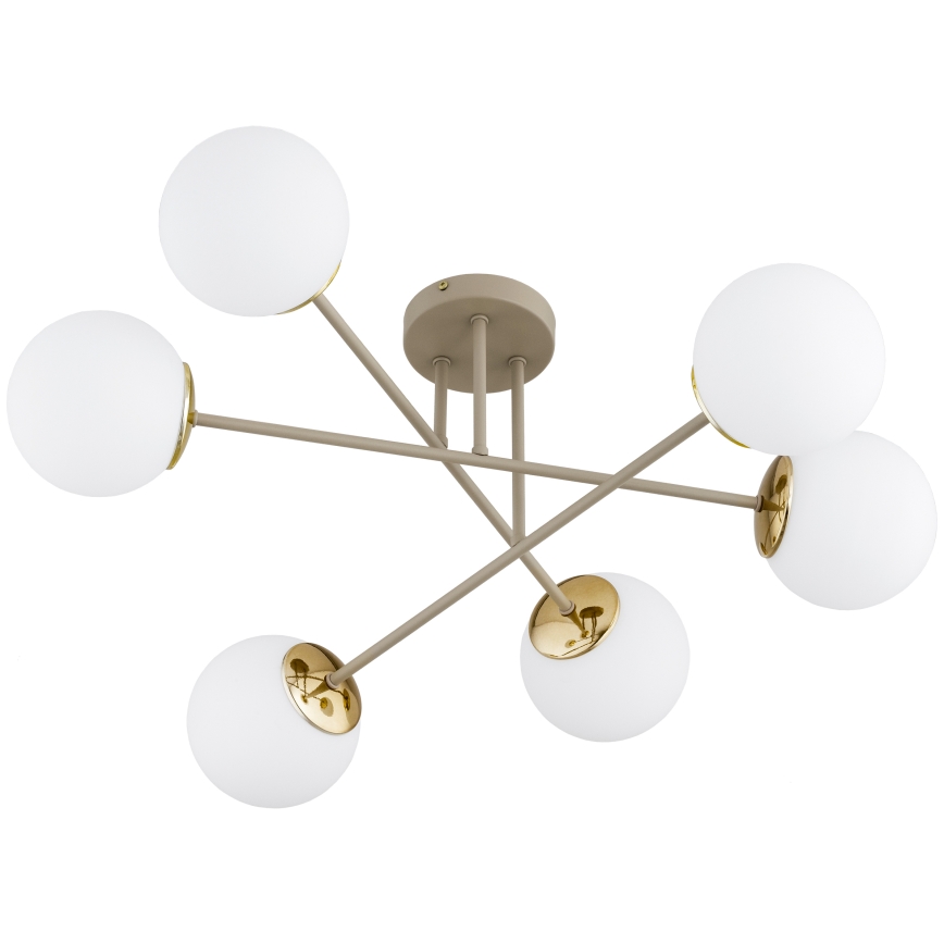 Brilagi - Lustre de teto sobreposto MILO 6xE27/60W/230V bege/dourado