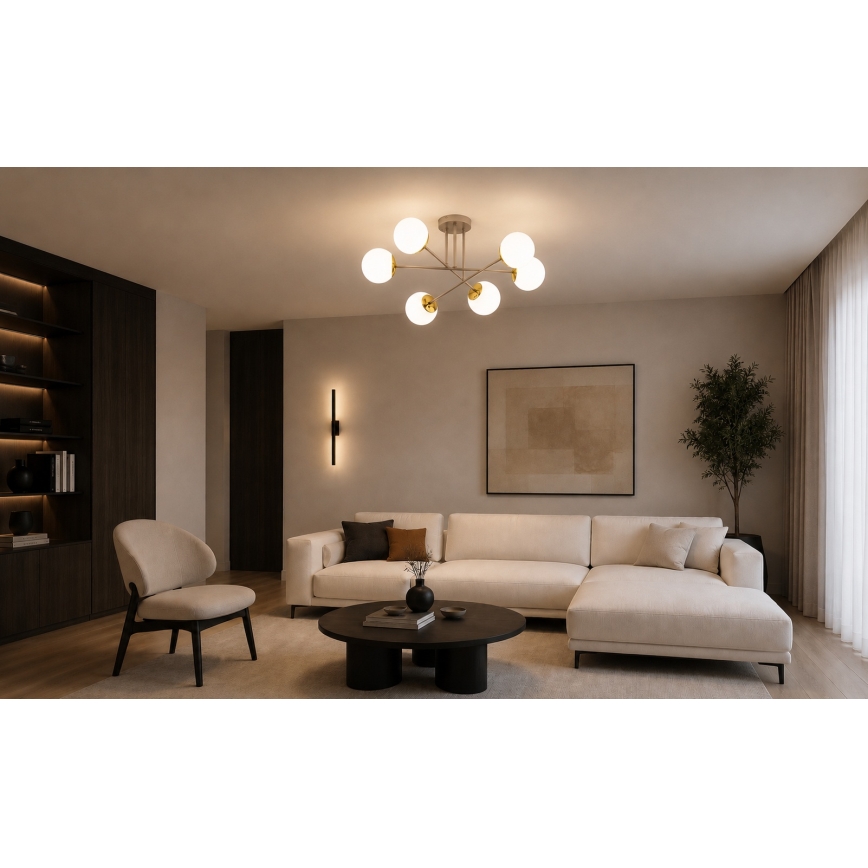Brilagi - Lustre de teto sobreposto MILO 6xE27/60W/230V bege/dourado