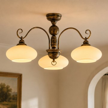 Brilagi - Lustre de teto sobreposto MOLLERO 3xE27/15W/230V Ø 84 cm bronze/pátina