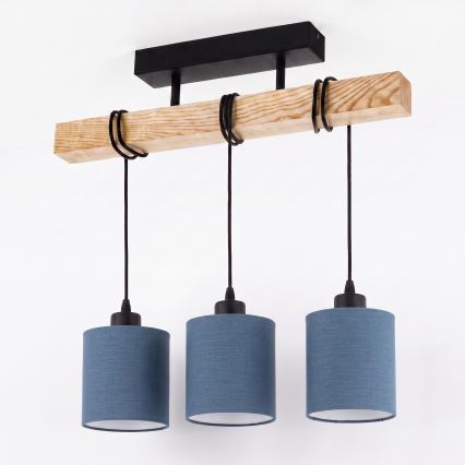 BRILAGI - Lustre de teto sobreposto NUBILA 3xE27/60W/230V pinho/azul escuro
