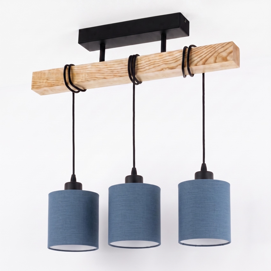 BRILAGI - Lustre de teto sobreposto NUBILA 3xE27/60W/230V pinho/azul escuro