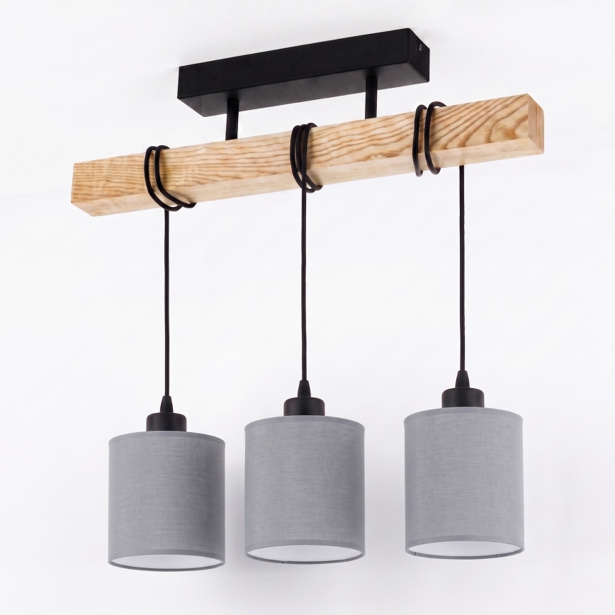 Brilagi - Lustre de teto sobreposto NUBILA 3xE27/60W/230V pinho/cinza claro