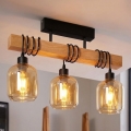 Brilagi - Lustre de teto sobreposto WOOD GLASS 3xE27/60W/230V pinho/preto/castanho fumê