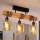 Brilagi - Lustre de teto sobreposto WOOD GLASS 3xE27/60W/230V pinho/preto/castanho fumê