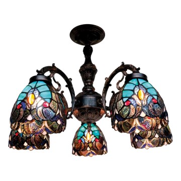 BRILAGI - Lustre de teto Tiffany em vitral, de montagem direta CORAL 5xE27/60W/230V Ø 60 cm