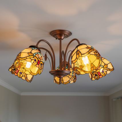 Brilagi - Lustre de teto Tiffany em vitral MIRABELLA 5xE27/60W/230V Ø 60 cm