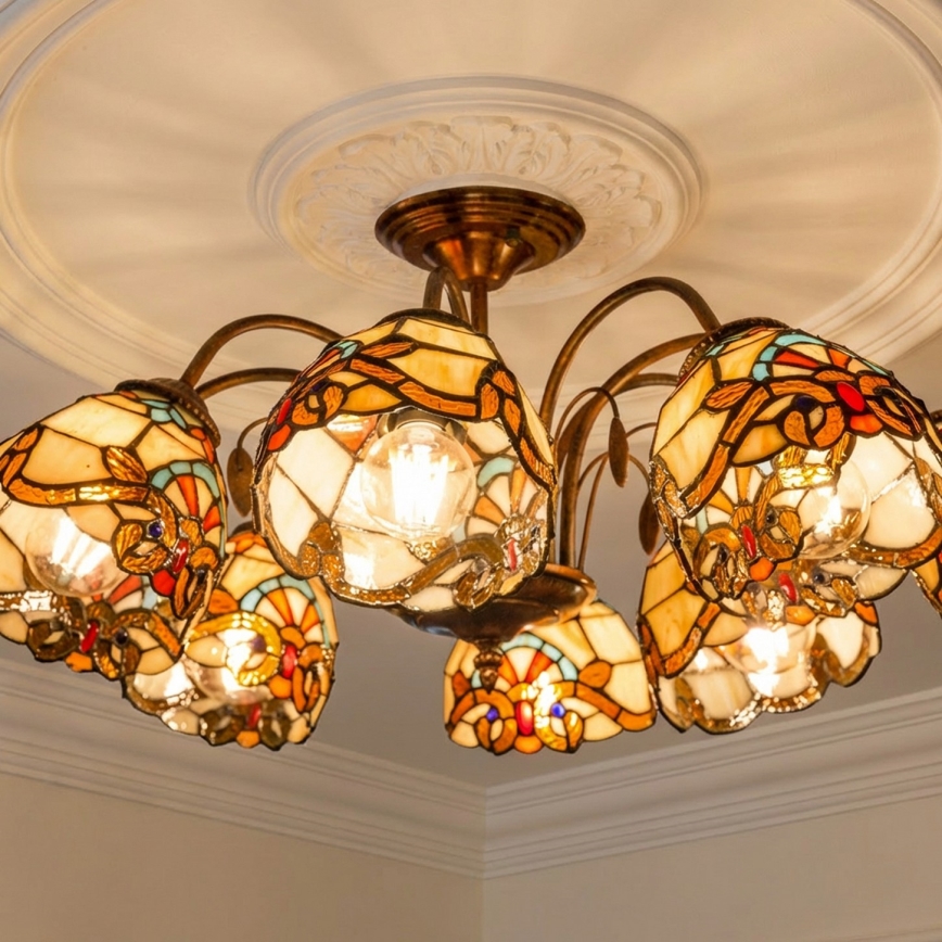 Brilagi - Lustre de teto Tiffany em vitral MIRABELLA 8xE27/60W/230V Ø 68 cm