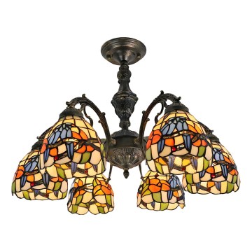 Brilagi - Lustre de teto Tiffany em vitral sobreposto JUNGLE 6xE27/60W/230V diâmetro 60 cm