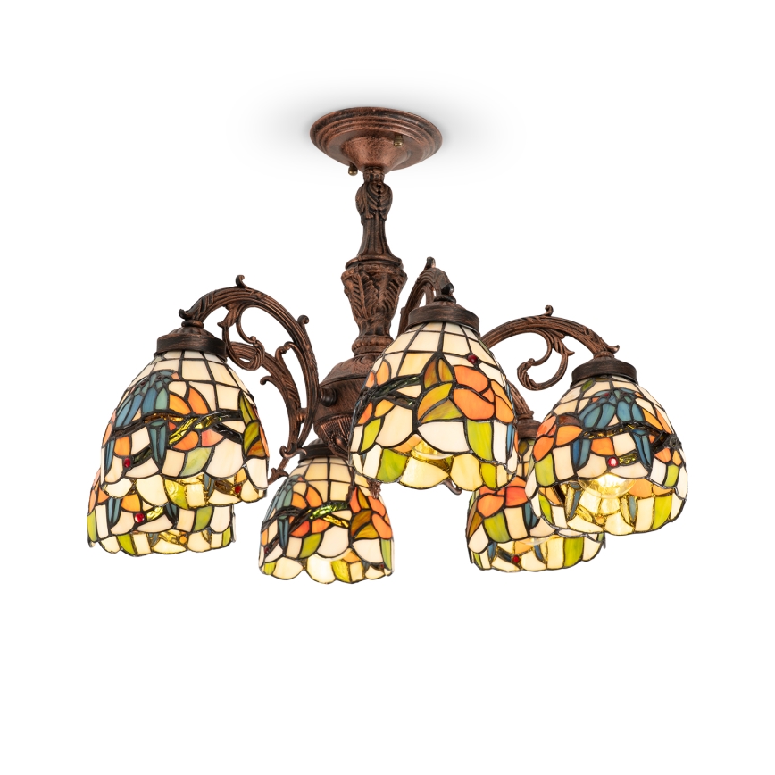 Brilagi - Lustre de teto Tiffany em vitral sobreposto JUNGLE 6xE27/60W/230V diâmetro 60 cm