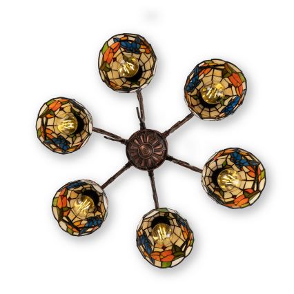 Brilagi - Lustre de teto Tiffany em vitral sobreposto JUNGLE 6xE27/60W/230V diâmetro 60 cm