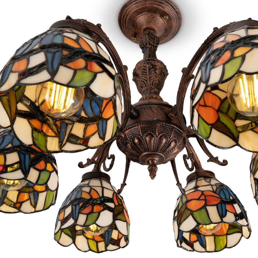 Brilagi - Lustre de teto Tiffany em vitral sobreposto JUNGLE 6xE27/60W/230V diâmetro 60 cm