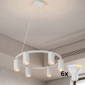 Brilagi - Lustre dimerizável LED RGBW suspenso por cabo SELE 6xGU10/6,5W/230V 2700-6500K branco + controlo remoto