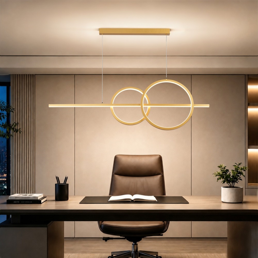 BRILAGI - lustre LED dimerizável suspenso por cabo SIGNATURE LED/53W/230V 3000-6000K 120 cm dourado + controlo remoto