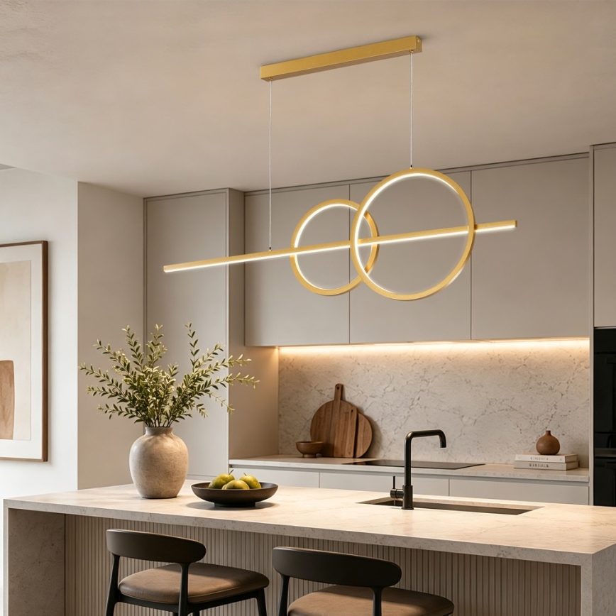 BRILAGI - lustre LED dimerizável suspenso por cabo SIGNATURE LED/53W/230V 3000-6000K 120 cm dourado + controlo remoto