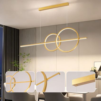 BRILAGI - lustre LED dimerizável suspenso por cabo SIGNATURE LED/53W/230V 3000-6000K 120 cm dourado + controlo remoto