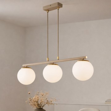 Brilagi - Lustre em cabo MILO ECRU 3xE27/60W/230V bege/dourado