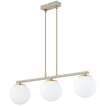 Brilagi - Lustre em cabo MILO ECRU 3xE27/60W/230V bege/dourado