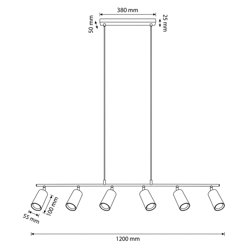 Brilagi - Lustre em cabo SELE 6xGU10/30W/230V preto