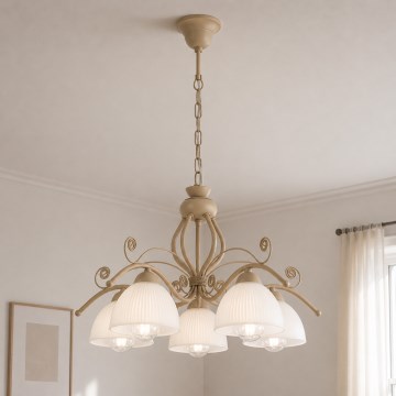 Brilagi - Lustre em corrente ANTICO MODERN 5xE27/60W/230V bege