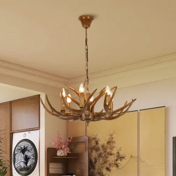 BRILAGI - Lustre em corrente DEER 6xE14/10W/230V Ø 70 cm, com acabamento em galhadas