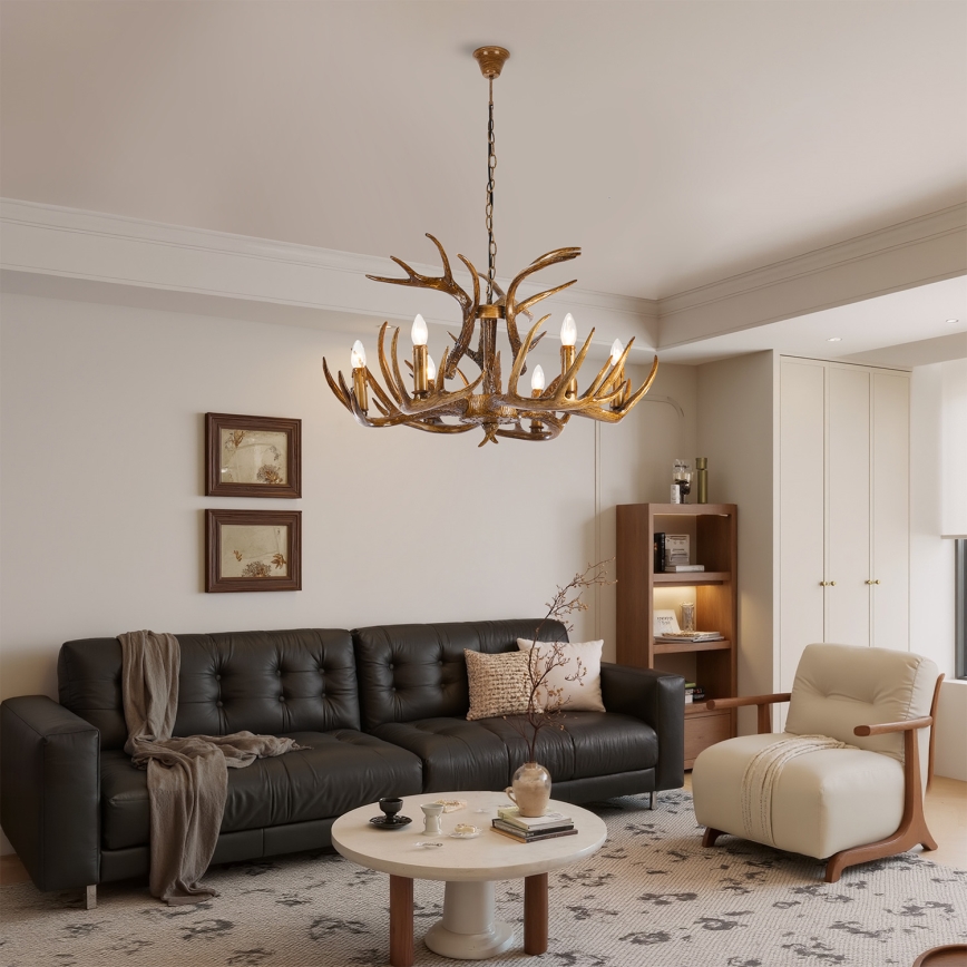 BRILAGI - Lustre em corrente DEER 6xE14/10W/230V, Ø 80 cm, design em forma de galhadas