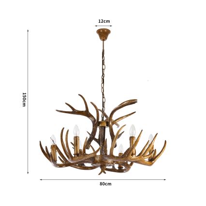 BRILAGI - Lustre em corrente DEER 6xE14/10W/230V, Ø 80 cm, design em forma de galhadas