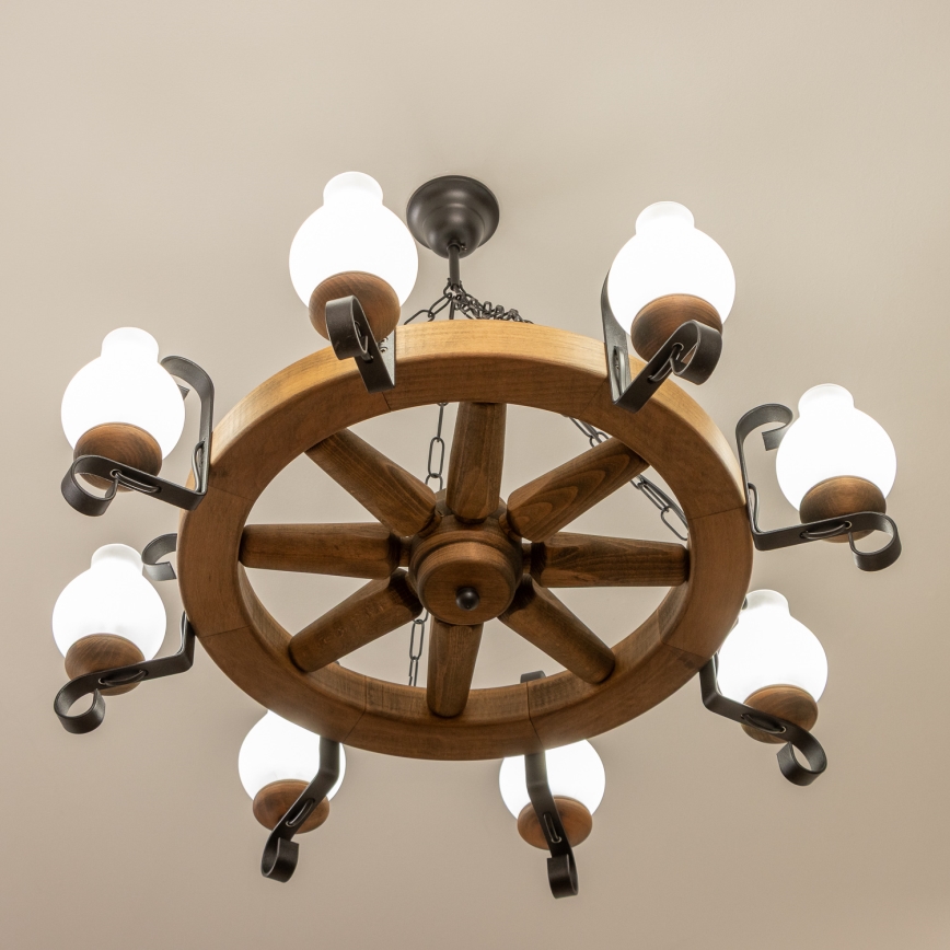 Brilagi - Lustre em corrente ROATA 8xE14/40W/230V Ø 70 cm faia