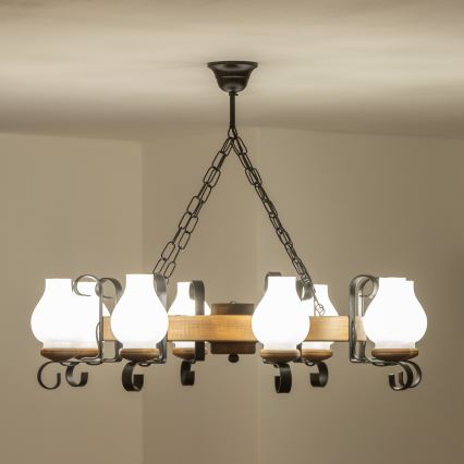 Brilagi - Lustre em corrente ROATA 8xE14/40W/230V Ø 70 cm faia