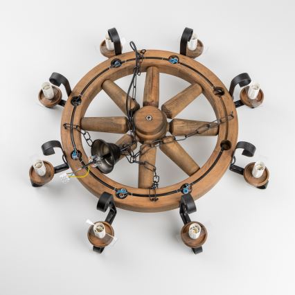 Brilagi - Lustre em corrente ROATA 8xE14/40W/230V Ø 70 cm faia