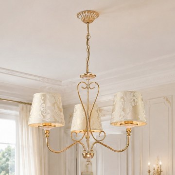 Brilagi - Lustre em corrente SONIA 3xE27/15W/230V Ø 64 cm creme/pátina