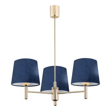 Brilagi - Lustre em haste MONTE 3xE27/15W/230V azul/dourado