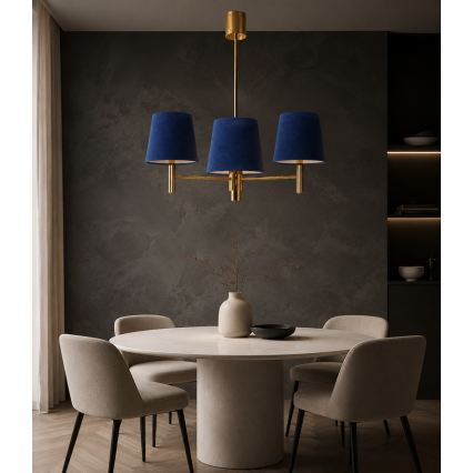 Brilagi - Lustre em haste MONTE 3xE27/60W/230V azul/dourado