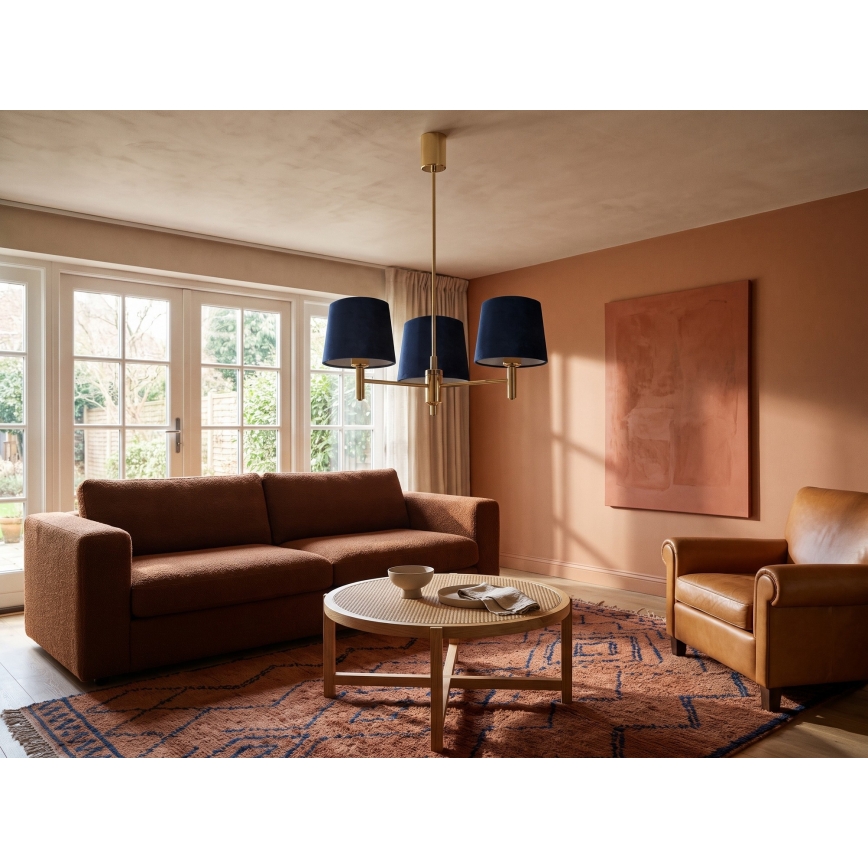 Brilagi - Lustre em haste MONTE 3xE27/60W/230V azul/dourado
