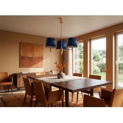 Brilagi - Lustre em haste MONTE 3xE27/60W/230V azul/dourado
