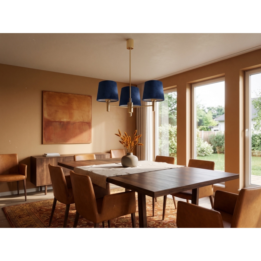 Brilagi - Lustre em haste MONTE 3xE27/60W/230V azul/dourado