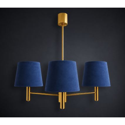 Brilagi - Lustre em haste MONTE 3xE27/60W/230V azul/dourado