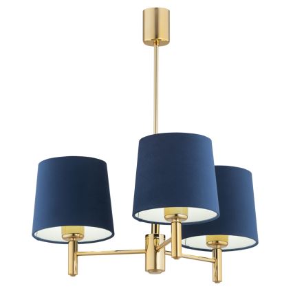 Brilagi - Lustre em haste MONTE 3xE27/60W/230V azul/dourado