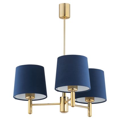 Brilagi - Lustre em haste MONTE 3xE27/60W/230V azul/dourado