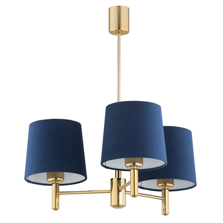 Brilagi - Lustre em haste MONTE 3xE27/60W/230V azul/dourado