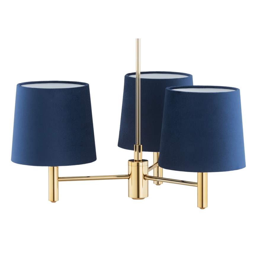 Brilagi - Lustre em haste MONTE 3xE27/60W/230V azul/dourado