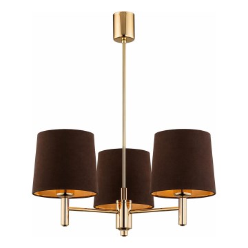 Brilagi - Lustre em haste MONTE 3xE27/60W/230V castanho/dourado