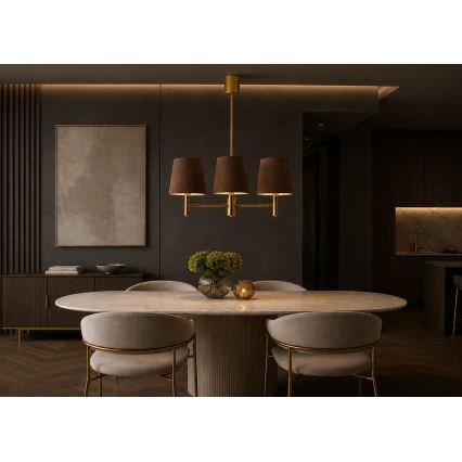 Brilagi - Lustre em haste MONTE 3xE27/60W/230V castanho/dourado