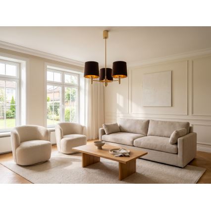 Brilagi - Lustre em haste MONTE 3xE27/60W/230V castanho/dourado